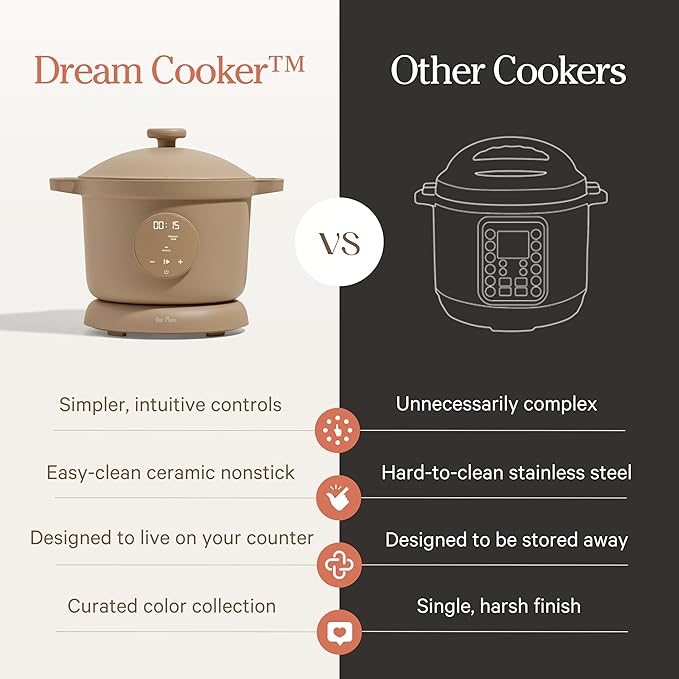 Our Place Dream Cooker | 6 Qt Ceramic Nonstick Multicooker & Pressure Cooker with Touchscreen Controls & Auto Steam Release | 4 Modes: Pressure Cook, Sauté/Sear, Slow Cook & Warm | Spice