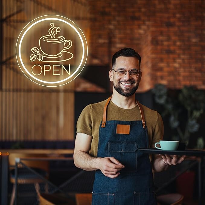 Coffee Open Neon Sign Business Open Lights for Cafe Shop Home Bar Wall Decor USB Powered Light Up Sign Cafe Corner Decor Gift for Coffee Lovers