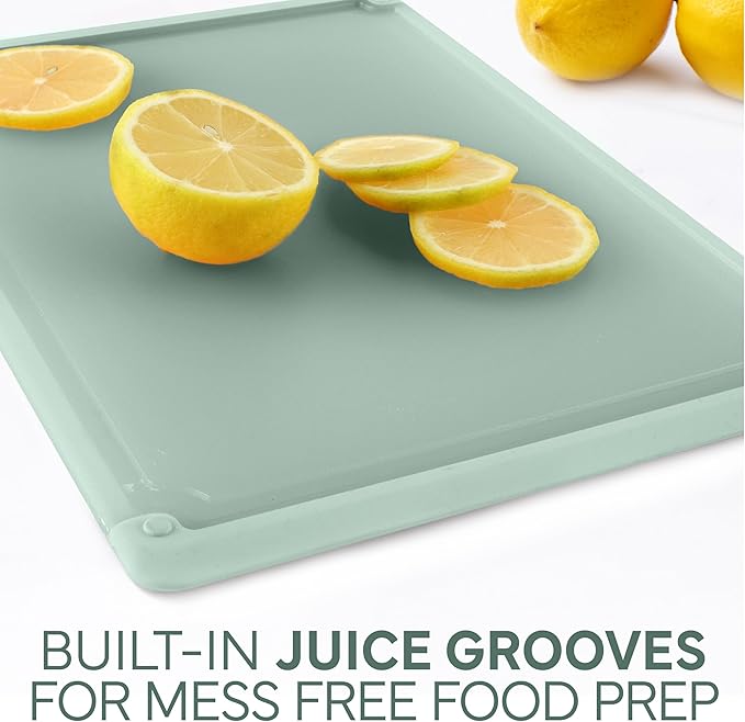 COOK WITH COLOR Extra Large Cutting Board Set, Jumbo-Sized Boards with Rubber Border for Enhanced Cooking Experience, 3-Piece, Sage