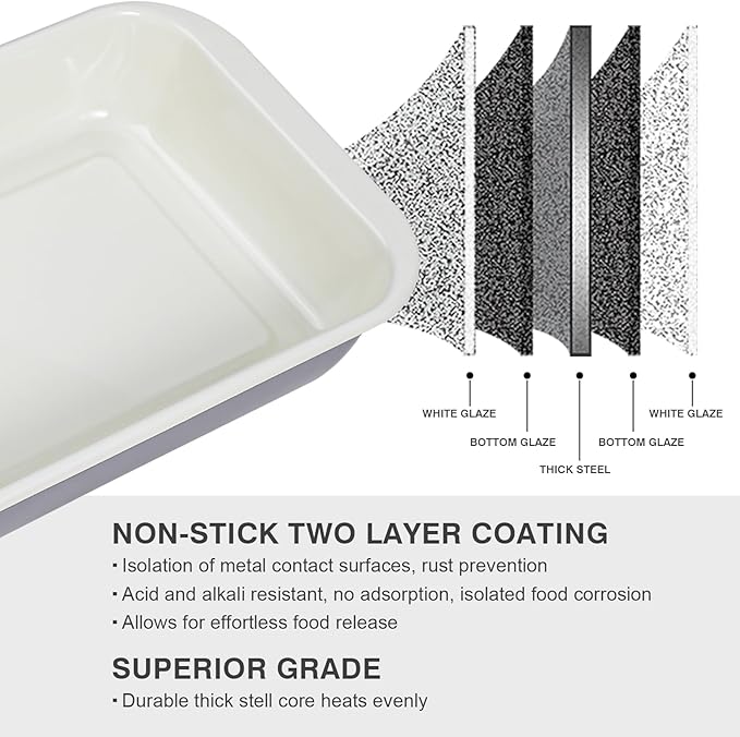 Webake Enamelware 9x13 Baking Pan with Lid, Oblong Cake Pan Enameled Steel Roasting Pan Baking Dish Lasagna Pan Food Containers