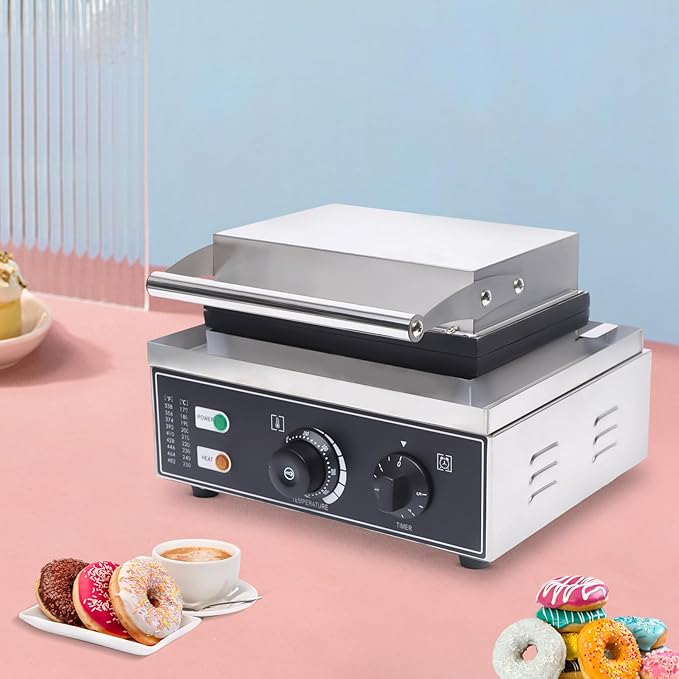 Donut Maker, Commercial Large Capacity Nonstick Electric Mini Doughnut Donut Machine, 1550w 12 Hole Professional Double-Sided Baking Waffle Donut Machine for Parties Cafes Tea Stores etc