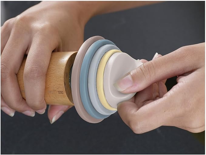 Joseph Joseph Adjustable Rolling Pin with Removable Rings, 13.6" x 1.75" x 1.75", Blue