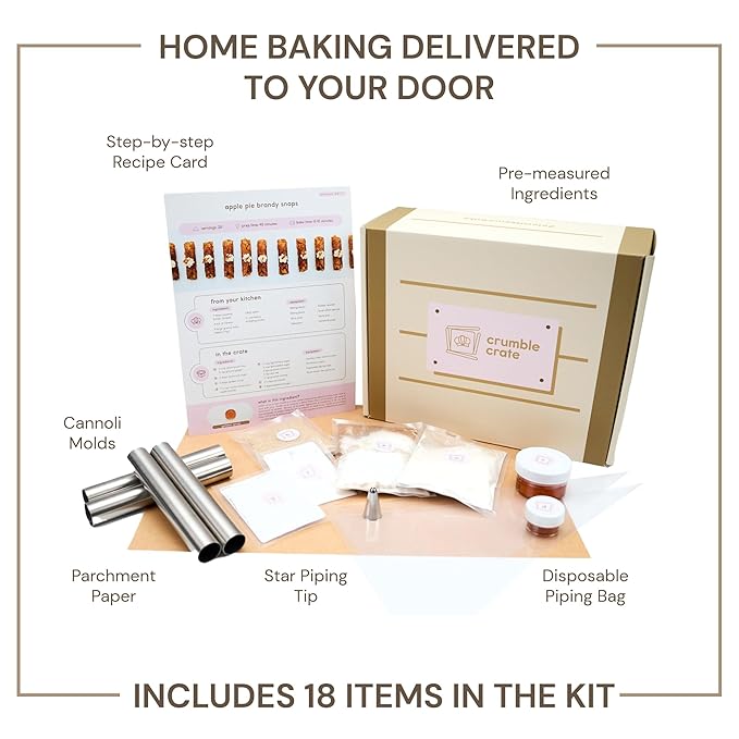 CrumbleCrate Apple Pie Brandy Snaps DIY Baking Kit/Box | All pre-measured ingredients and essential baking tools, Great Baking Gift for Apple Pie Lovers