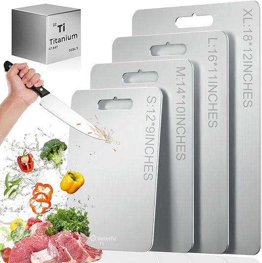 Titanium Cutting Board, 100% Pure Titanium Cutting Boards for Kitchen, Dishwasher Safe Knife Friendly Chopping Board for Raw Meat, Fruits and Vegetables, Odor Resistant & Hygienic (14"L x 10"W)