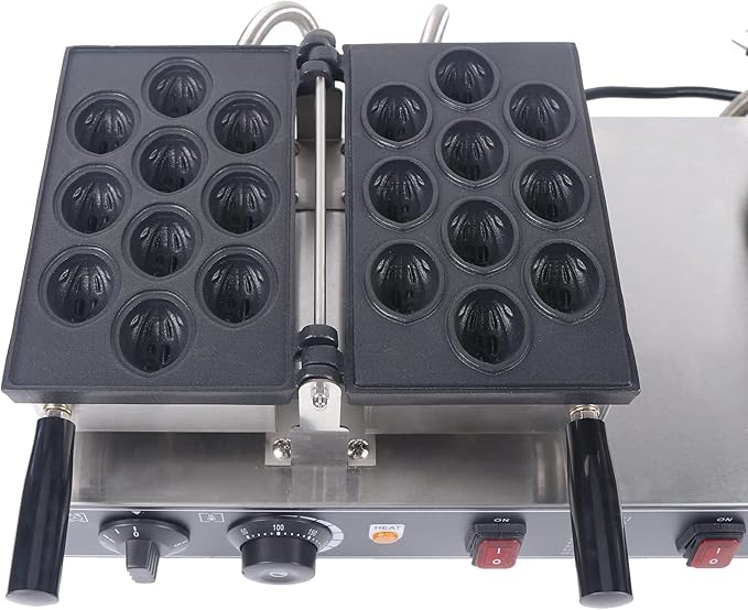 Electric Walnut Cake Maker, 1500W Toaster Baking Breakfast Pan Oven with Temperature Control 20pcs Capacity Electric Nut Waffle Bread Maker for Cooking Breakfast Holiday Parties