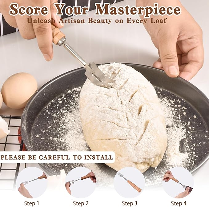 Complete Sourdough Baking Kit with Proofing Baskets, Starter Jar & Tools – All-in-One Bread Making Kit for Beginners & Artisan Sourdough Bread Baking Supplies with Bread Lame, Scrapers & Bags