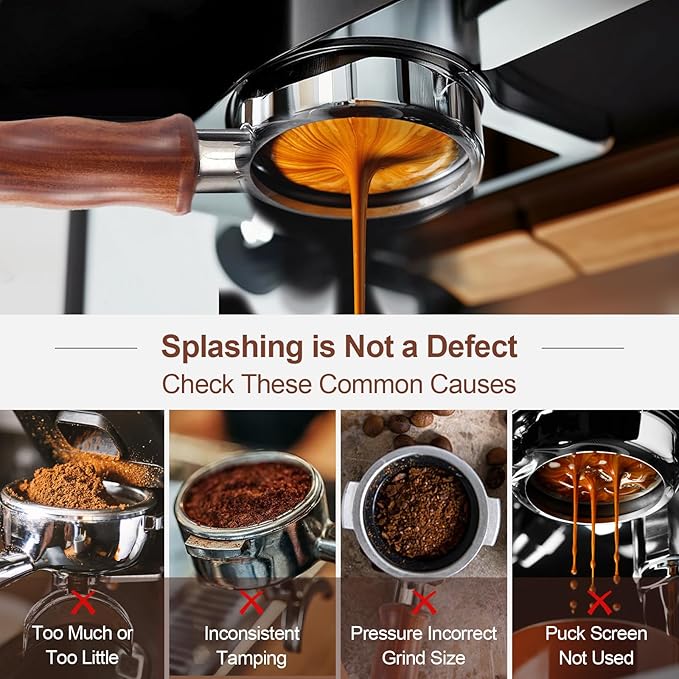 54mm Bottomless Portafilter with Puck Screen, Compatible with Breville BES870/880 & Solis etc., 3-Ear Stainless Head