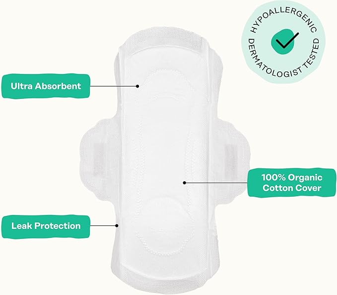 The Honey Pot Company - Herbal Panty Liners for Women - Heavy Flow w/Wings - Infused w/Essential Oils for Cooling Effect & Organic Cotton Cover - Feminine Care - 20 ct