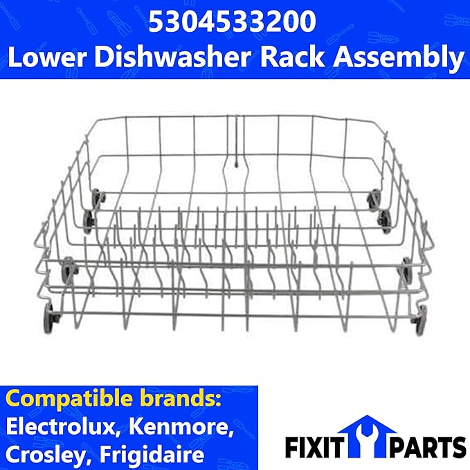 US-Based Supplier – 5304533200 Dishwasher Lower Dishrack Assembly – Genuine OEM Replacement for Electrolux, Kenmore, Crosley & Frigidaire Dishwashers – Replaces 154524504, 154875203, 154875204