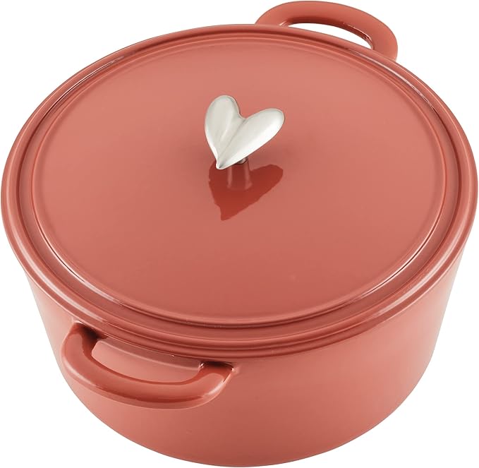 Ayesha Curry Kitchenware Enameled Cast Iron Dutch Oven/Casserole Pot with Lid, 6 Quart, Redwood Red