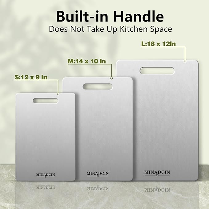 Titanium Cutting Boards For Kitchen, 100% Pure Cut Titanium Cutting Board, Food Grade Quality, Double-sided non-toxic, Easy To Clean, Dishwasher Safe And Will Not Absorb Odors(18L*10W)