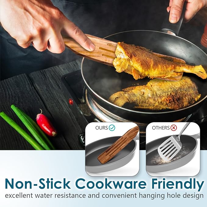 Wooden Spurtle Set for Cooking, Acacia Wood Kitchen Utensils, Premium Handmade Spurtles for Nonstick Cookware, Heat Resistant, Smooth Finish, Comfortable Grip, 8 Piece