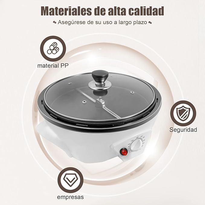 500g Electric Coffee Roaster, 800W 110V Household Coffee Bean Baking Machine with Non-Stick Surface&0-240℃ Temperature Adjust for Cafes Home Use