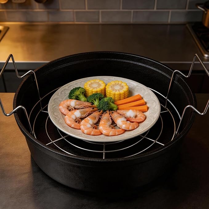 STHF Steam Tray for Reheating Food, Stove Top Steamer & Reheating Pan with Removable Steaming Rack, Multi-Purpose Stainless Steel Steamer Pot for Veggies, Rice, Leftovers - Dishwasher Safe