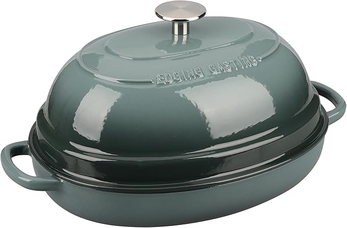 Enameled Oval Cast Iron Dutch Oven Pot with Lid, Bread Dutch Oven for Sourdough Bread Baking, Dutch Oven Bread, Bread Oven, 6QT, Slateblue
