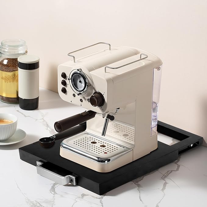 Wood Appliance Slider with Rolling Wheels - Coffee Maker Stand for Kitchen Counter Organization - Fits Air Fryer, Mixer, Toaster - Smooth Glide Tray