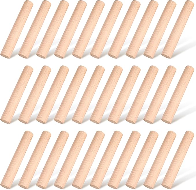 Patelai 30 Pieces Small Wooden Rolling Pin, Dumpling Dough Roller Wooden Mini Rolling Pins Kitchen Utensil Tool for Fondant, Pasta, Bread, Pastry, Cookies, Pizza, Pie, Cylinder Style, 6.3 Inch