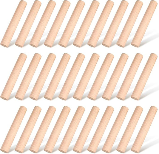 Patelai 30 Pieces Small Wooden Rolling Pin, Dumpling Dough Roller Wooden Mini Rolling Pins Kitchen Utensil Tool for Fondant, Pasta, Bread, Pastry, Cookies, Pizza, Pie, Cylinder Style, 6.3 Inch