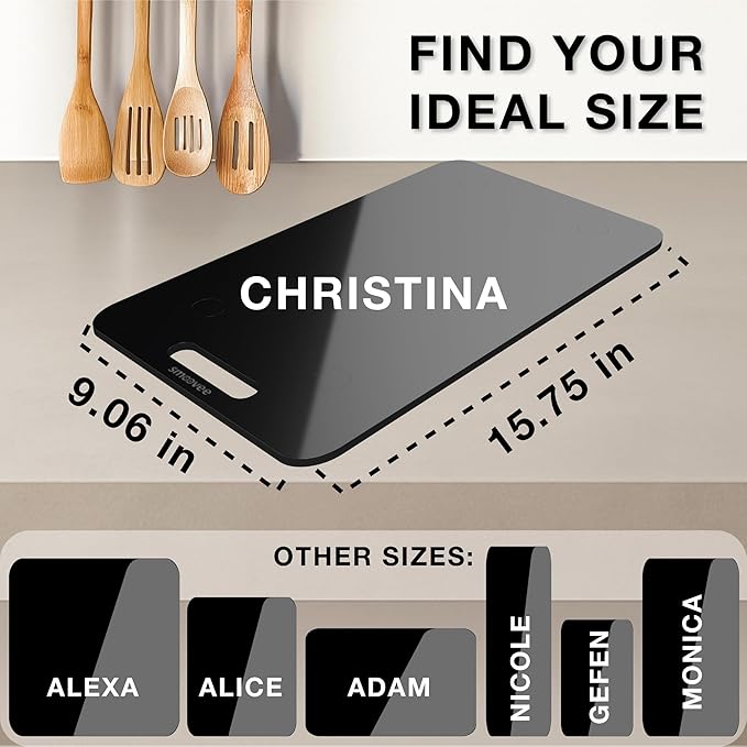 Smoovee - Sliding Surface - Christina Black 9.06 x 15.75 inch, Appliance Rolling Tray for Kitchen Appliances – 360° Wheels, Stainless Steel Hubs, Easy‑Clean Durable Tray