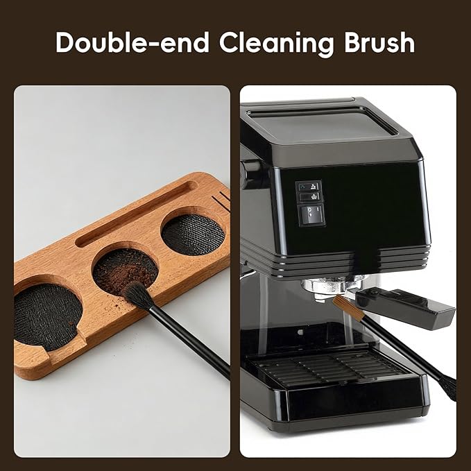 7 Pcs 54mm Espresso Tamper Tools Accessories Kit for Coffee WDT Tool Accessories Set Coffee Tamper Set with Wood Espresso Tamping Station Distributor Dosing Funnel Stirrer Brush Puck Screen -54mm