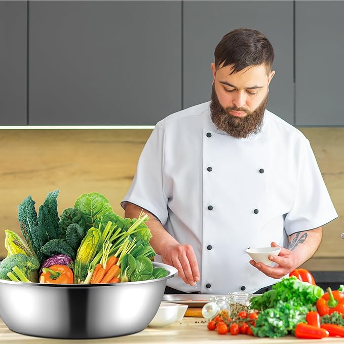 Yungyan 2 Pieces Large Mixing Bowl Stainless Steel Oversized All Purpose Steel Bowl Metal Bowl for Serving Baking Marinating for Home Cooking or Commercial(14.46 Quarts)