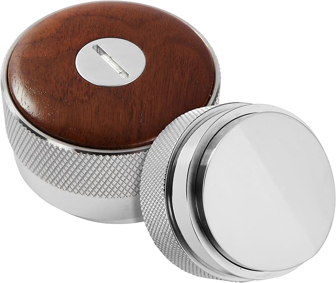 51mm distributor called Adjustable Depth espresso leveler Compatible with 51MM Machine Accessories The coffee leveler Made of Stainless Steel and Walnut wood