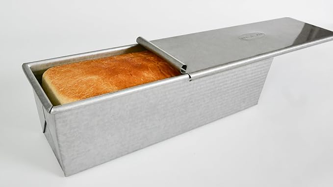 USA Pan Bakeware Pullman Loaf Pan with Cover,13 x 4 inch,Nonstick & Quick Release Coating,Made in the USA from Aluminized Steel,(Pack of 3)