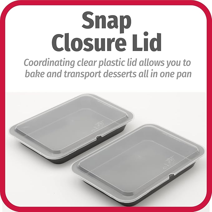 GoodCook Set of 2 Nonstick Steel 13" x 9" Cake Baking Pans with Covers,Gray,(Pack of 6)