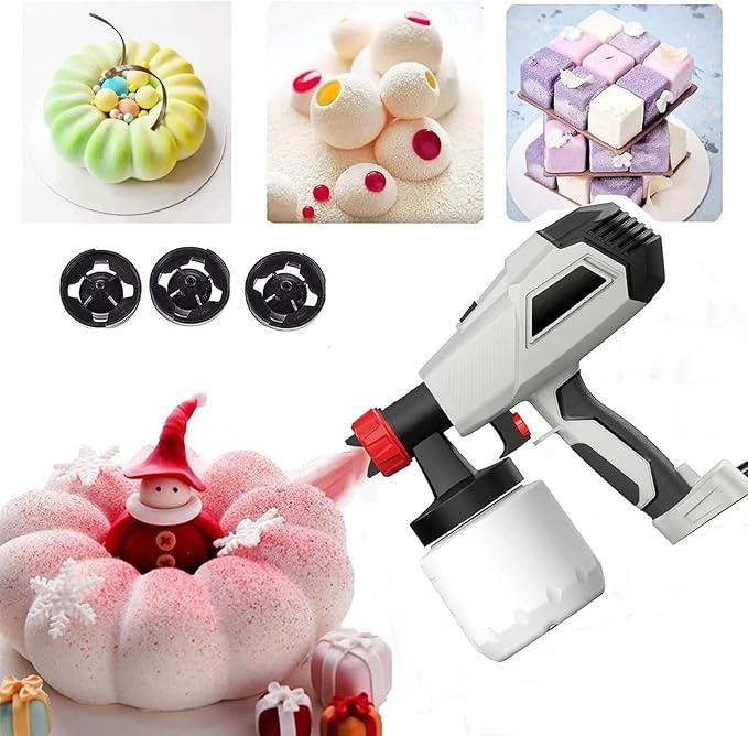 500w Dessert Chocolate Spray Gun,Electric Paint Sprayer m/700ml Bucket Cake Decor Kit Manual Baking Sandblasting Machine,3 Shapes Adjustable Chocolate Latex Paint Spraying Machie for Mousse