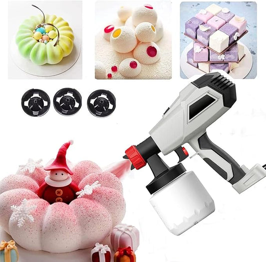 500w Dessert Chocolate Spray Gun,Electric Paint Sprayer m/700ml Bucket Cake Decor Kit Manual Baking Sandblasting Machine,3 Shapes Adjustable Chocolate Latex Paint Spraying Machie for Mousse