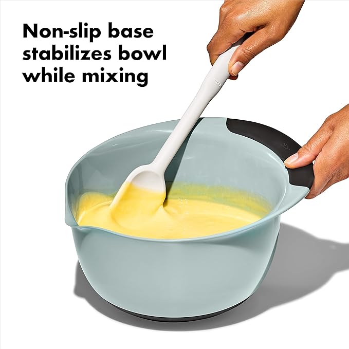 OXO Good Grips 3-Piece Plastic Mixing Bowl Set - Cadet Blue,Tower Gray,Jade,Small,Medium,Large,(Pack of 4)