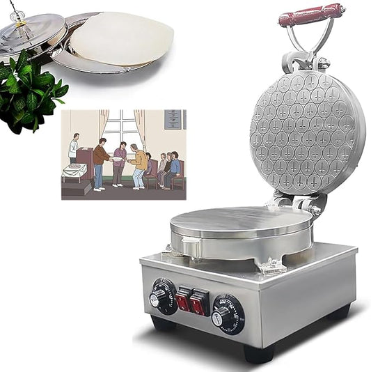 Communion Bread Maker, Stainless Steel Electric Bake Bread Machine with Cutter, Adjustable Upper/lower Cover Independent Temperature 50-300°C, Symbol Design, 360° Even Baking, for Communion Ceremony