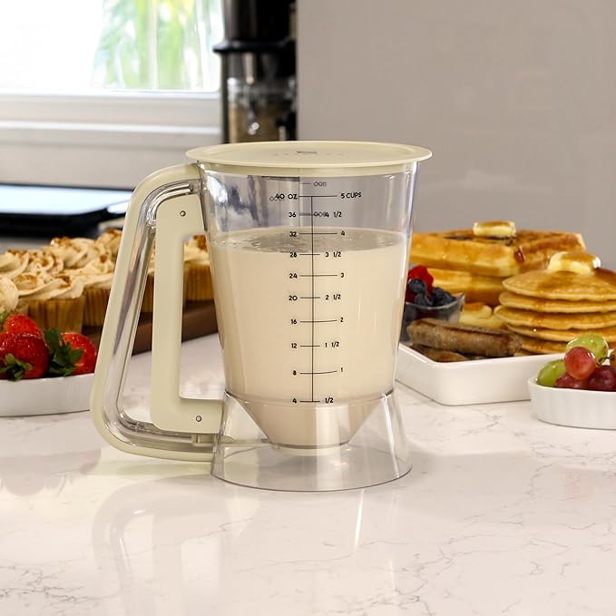 Premium Batter Dispenser for Pancakes, Cupcakes, Crepes, Waffles, Muffins, Griddle Breakfast Accessory, baking tool
