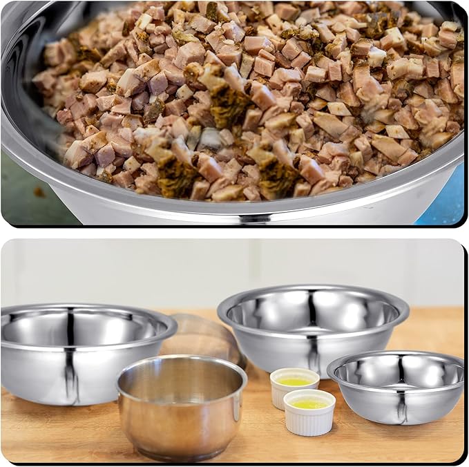 Set of 4 Large Mixing Bowls Set Stainless Steel 4, 8, 13 and 16 Quart Oversized Extra Large Steel Mixing Bowl for Home Commercial Cooking, Baking Serving, Food Prep and Salad Prep