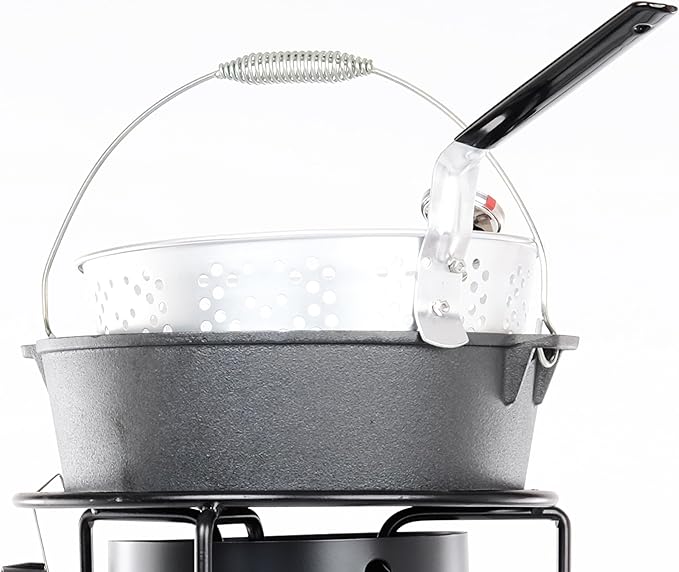 King Kooker CIFFB 6-Quart Cast-Iron Dutch Oven with Aluminum Lid and Basket