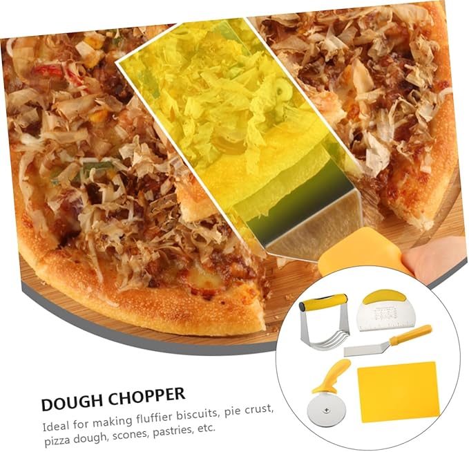 5pcs Stainless Steel Baking Tool Set with Dough Cutter and Silicone Rolling Mat Precision Measuring Scale for Pizza Pastries and More