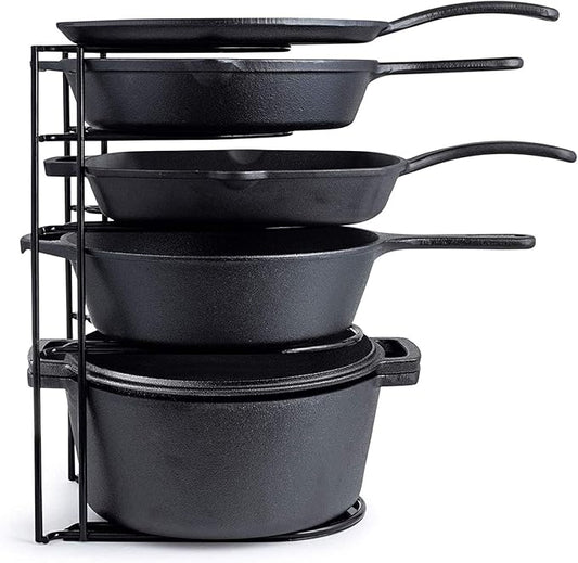 Cuisinel HEAVY DUTY POTS AND PANS ORGANIZER - EXTRA LARGE 5-TIER RACK - HOLDS CAST IRON SKIL