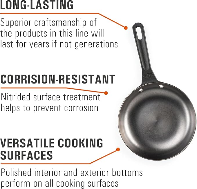 GSI Outdoors Guidecast Cast-Iron Frying Pan, Lightweight Pans for Campfire & Induction Cooking (10″ Pan)