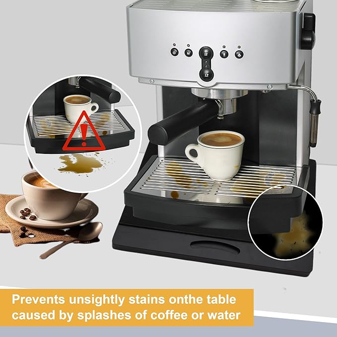 MinBoo Bamboo Appliance Slider,Sliding Tray for Coffee Maker, Kitchen Countertop Appliance Rolling Tray,Slides Easily from Under The Cabinet,Wide -Black- Large (16" Wx13 D)