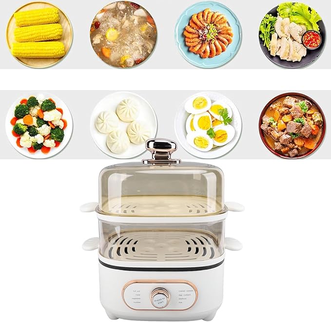 1200W Electric Food Steamer, 10.5L 2 Tier Steamer Pot, Steaming Cookware with 10.5L Stackable Baskets and 2.5L Electric Hot Pot, Vegetable Steamer Cooking Pot for Vegetables (US