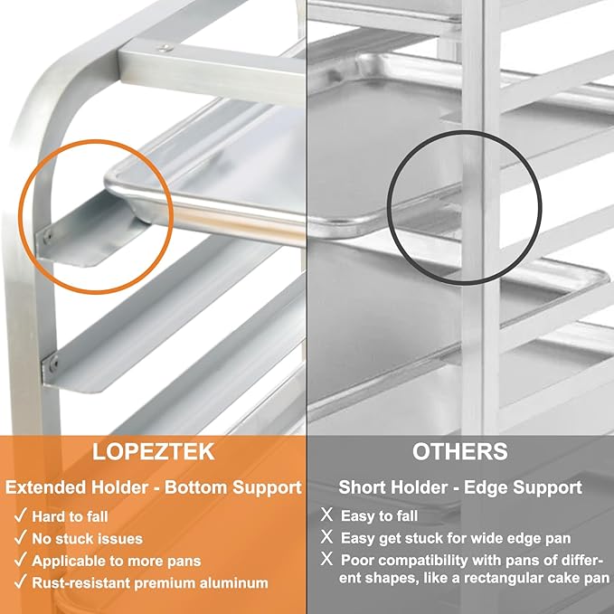 10-Tier Quarter & Half Sheet Pan Rack - Bread Baking Speed Rack for Cooling, Bakery Stand with wheels for Bun Pan Tray, Home Kitchen Tiered Rolling Cart for Oven(for 1/2 & 1/4 Sheet)