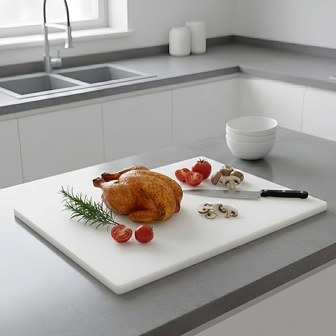 Commercial Cutting Board, Plastic Poly Kitchen Board Dishwasher Safe, Heavy Duty Food Prep Surface for Restaurant Use (24"L x 18"W x 0.57"Th)