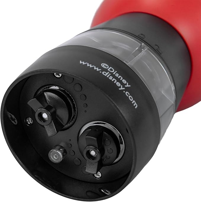 Uncanny Brands Disney Mickey Mouse Salt and Pepper Grinder – Dual Chamber Electric Mill with Adjustable Coarseness and LED Light – Battery Powered