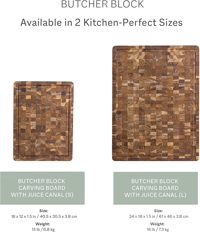 Teakhaus Butcher Block Carving Board - Medium Thick Cutting Board with Juice Groove - Holiday Gift Ideas for Men and Women - Gift-Ready End Grain Wood, Knife Friendly - FSC Certified