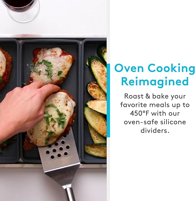 Cheat Sheets - Original Silicone Sheet Pan Dividers For Cooking & Meal Prep - Non Stick Silicone Tray Baking Set, Oven Safe & Freezer-Friendly - 4 Cheat Sheets Baking Trays