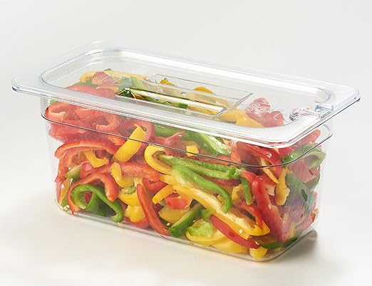 CURTA 6 Pack NSF Notched Food Pan Cover, 1/3 Size Clear Polycarbonate Lid with Handle for Commercial Food Pan, Dishwasher & Freezer Safe Plastic Clear
