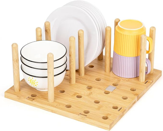 Peg Board Drawer Organizer for Kitchen | Kitchen Drawer Organizers for Dishes Plates Bowls Condiment Spice | Pegboard Organizer for Cabinet RV Storage, 2 Boards&12 Pegs (DD212)