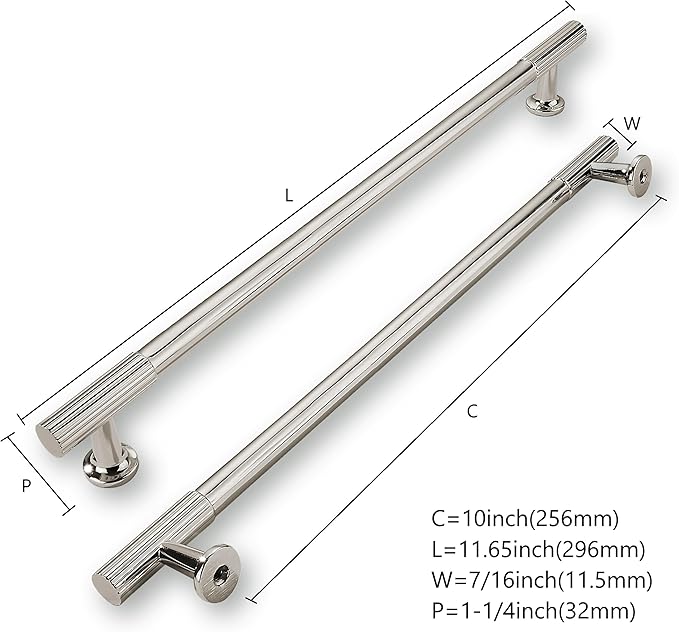 khtumeware 10 Inch Hole Center 5 Pack Polished Nickel Cabinet Pulls Heavy Duty Soild Kitchen Drawer Handles Cabinet Hardware for Cupboard Drawer Handles Dresser Pulls