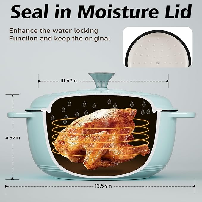 Umite Chef 6QT Enameled Cast Iron Dutch Oven with Lid, Versatile Heavy-Duty Cookware Pot for Baking Bread, Braising, Soups & Stews, Oven & Stovetop Safe with Heat Resistant Gloves（Blue）
