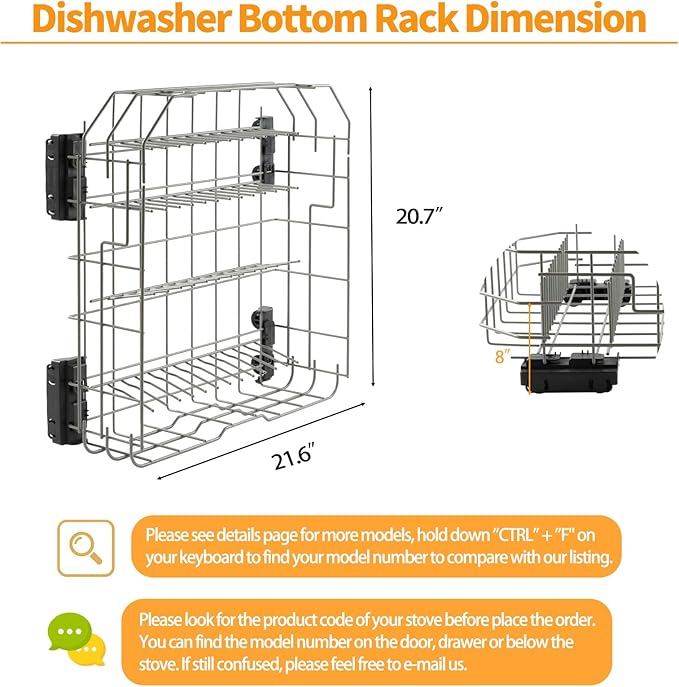 Upgraded WD28X34744 Dishwasher Lower Rack Replacement for GE Dishwasher Rack Parts WD28X26099 GDF510PSROSS GDT645SSN2SS Dishrack General Electric Dishwasher Bottom Rack Assembly Wheels Rollers